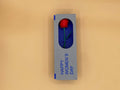 Closed blue-and-gray Women's Day gift box with a red rose visible through the window